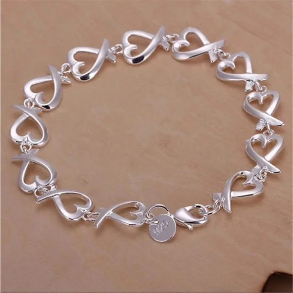 Sterling Silver Heart Bracelet - Picture 1 of 4